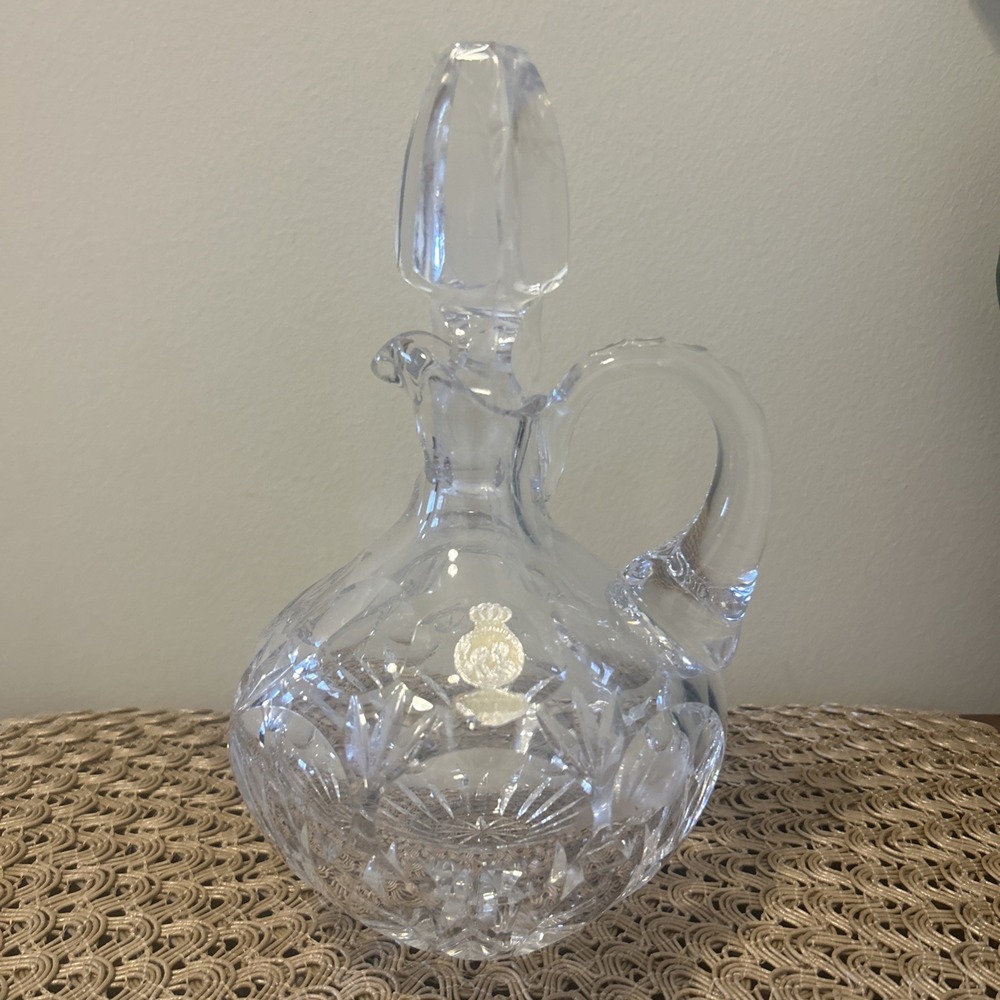 VTG German Nachtmann Crystal Decanter Cruet MCM Liquor Carafe w/ Stopper 6.75”